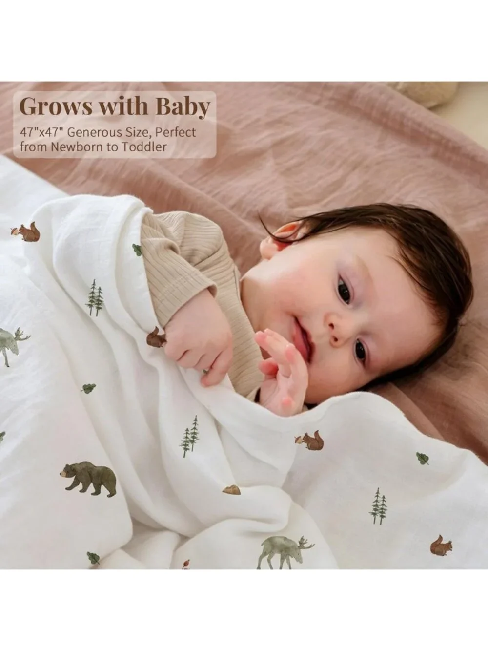 Soft Muslin Swaddle Blankets for Newborns, 4 Pack, Large 47x47